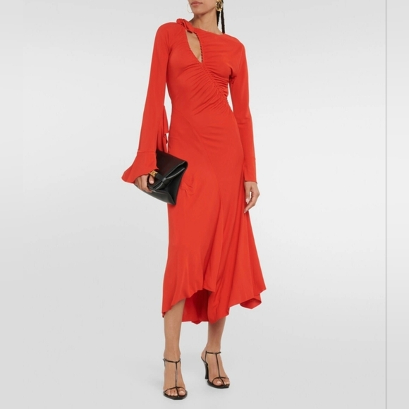 Victoria Beckham Vibrant Red Long Sleeve Dress XS - Picture 4 of 9